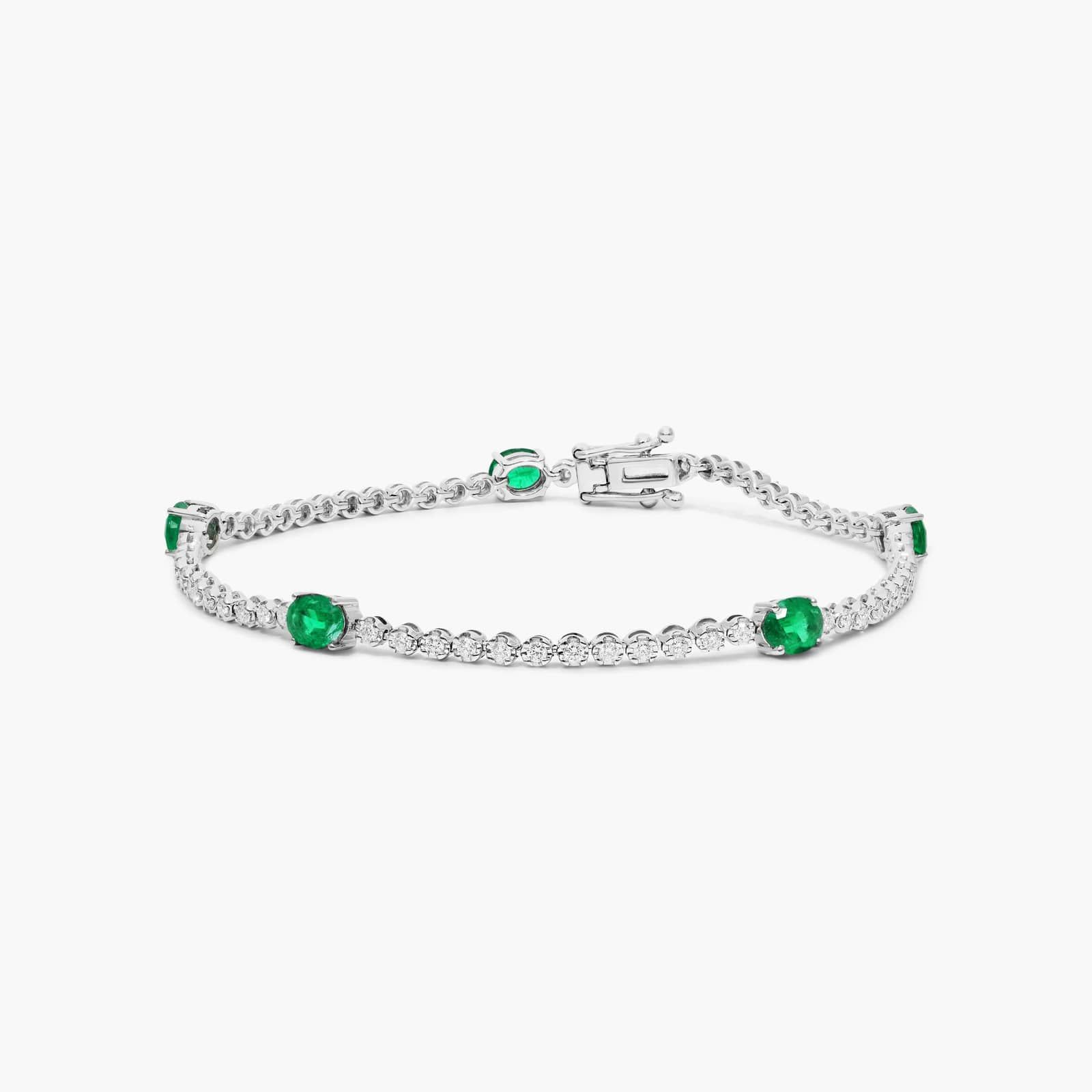 Emerald Station Tennis Bracelet In 14K White Gold By James Allen