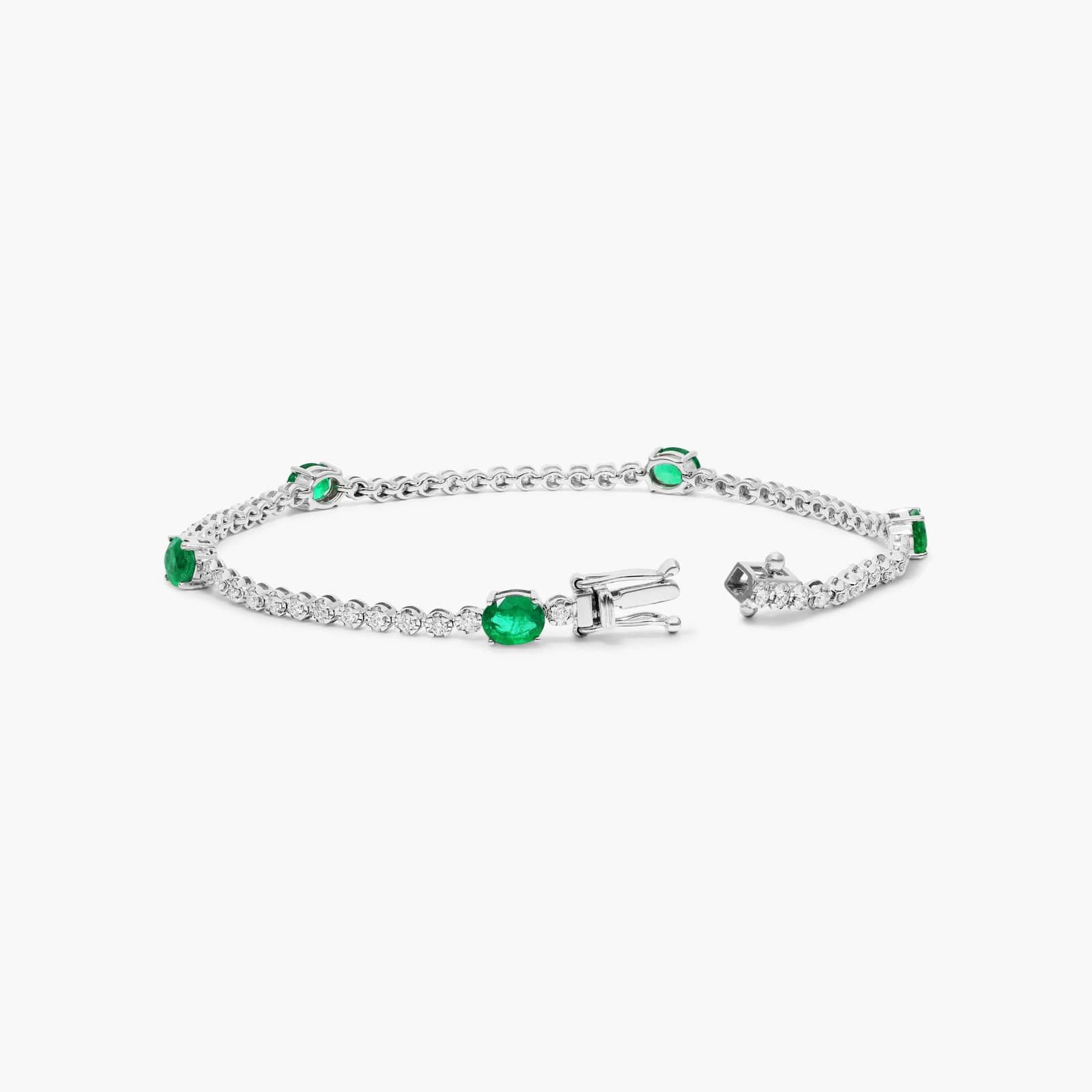 Emerald Station Tennis Bracelet In 14K White Gold By James Allen 2