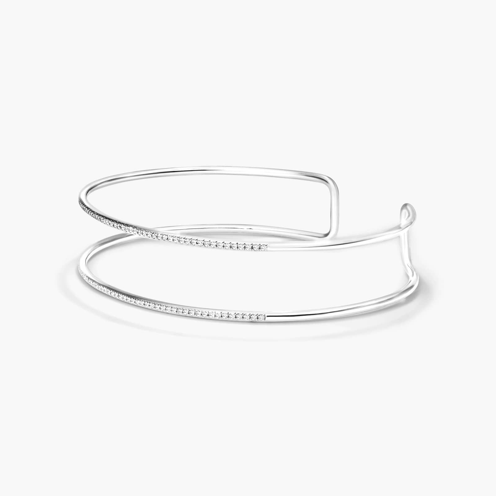 Two Row Cuff Diamond Bracelet In 14K White Gold By James Allen 2