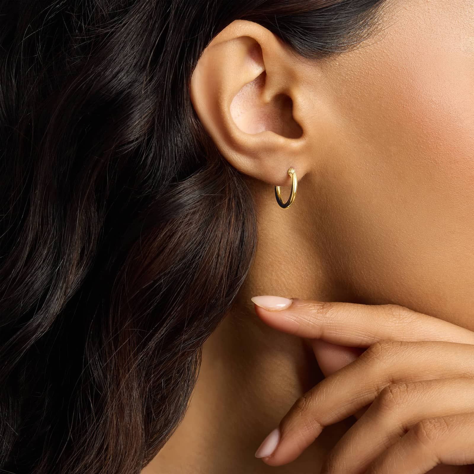 Small Hoop Earrings in 14k Yellow Gold (2 x 15 mm) 3