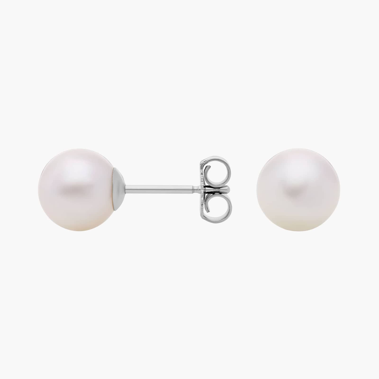 Classic Akoya Cultured Pearl Stud Earrings in 18k White Gold (7.0-8.0mm) 2