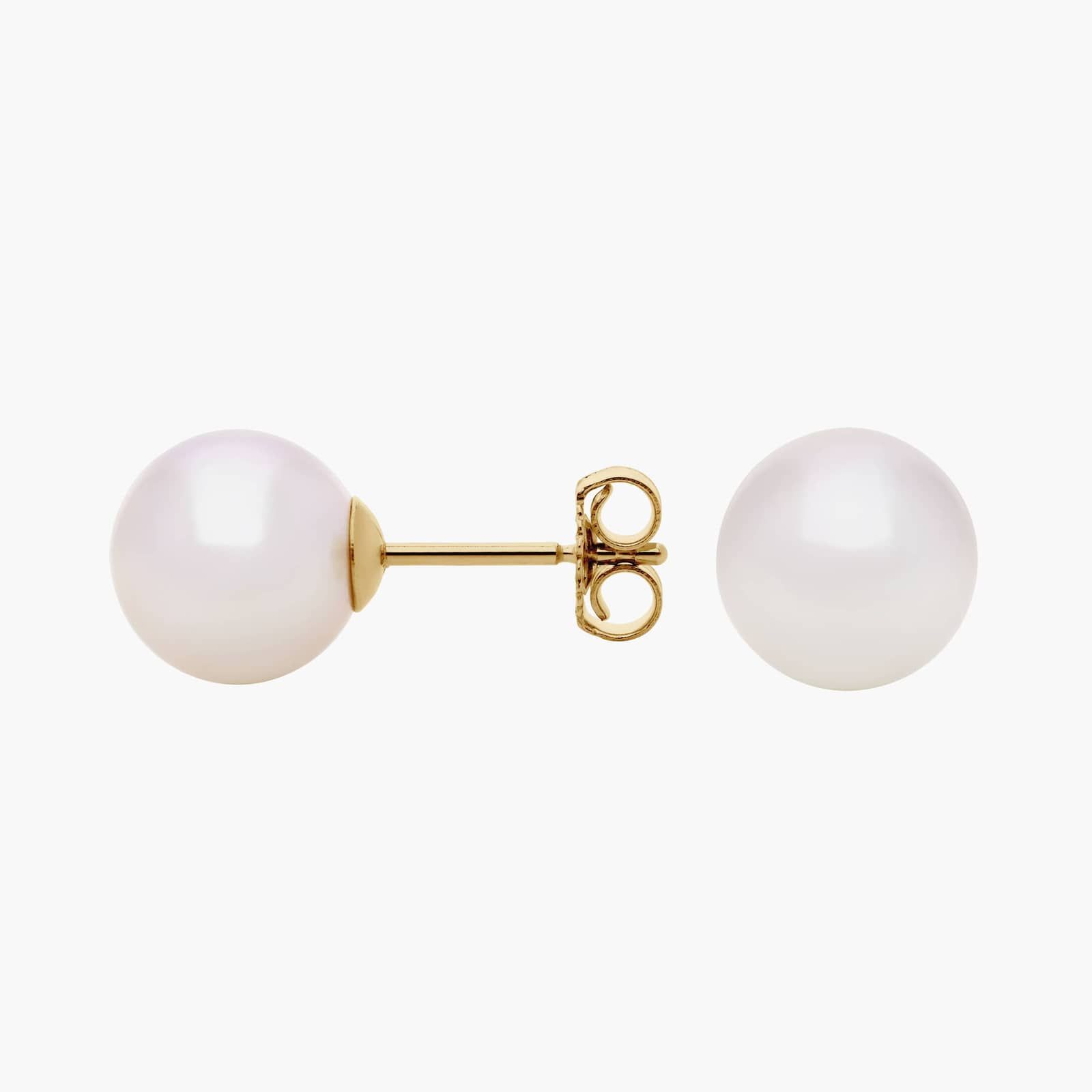 Classic Akoya Cultured Pearl Stud Earrings in 18k Yellow Gold (8.0-8.5mm) 2