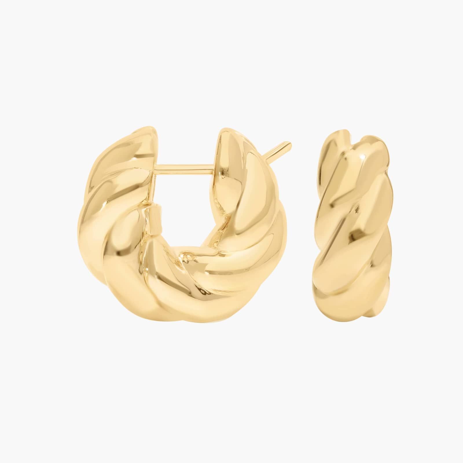 Classic Twisted Hoop Earrings in 14k Yellow Gold (7 x 18.5 mm) 2