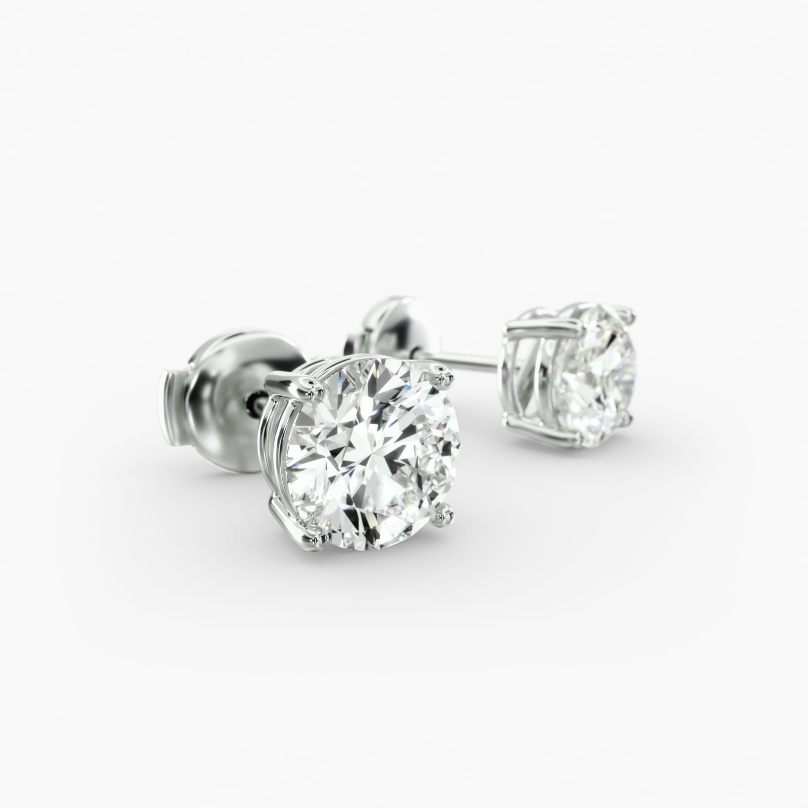 Four Prong Stud Earrings In 14K White Gold (Setting)