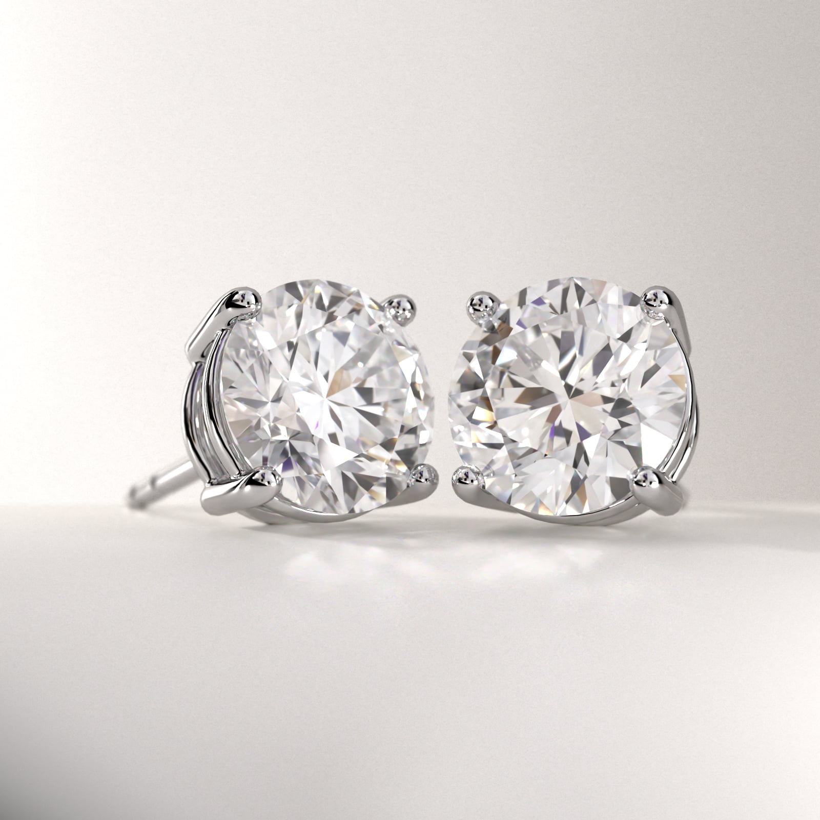 Four Prong Stud Earrings In Platinum (Setting) 2