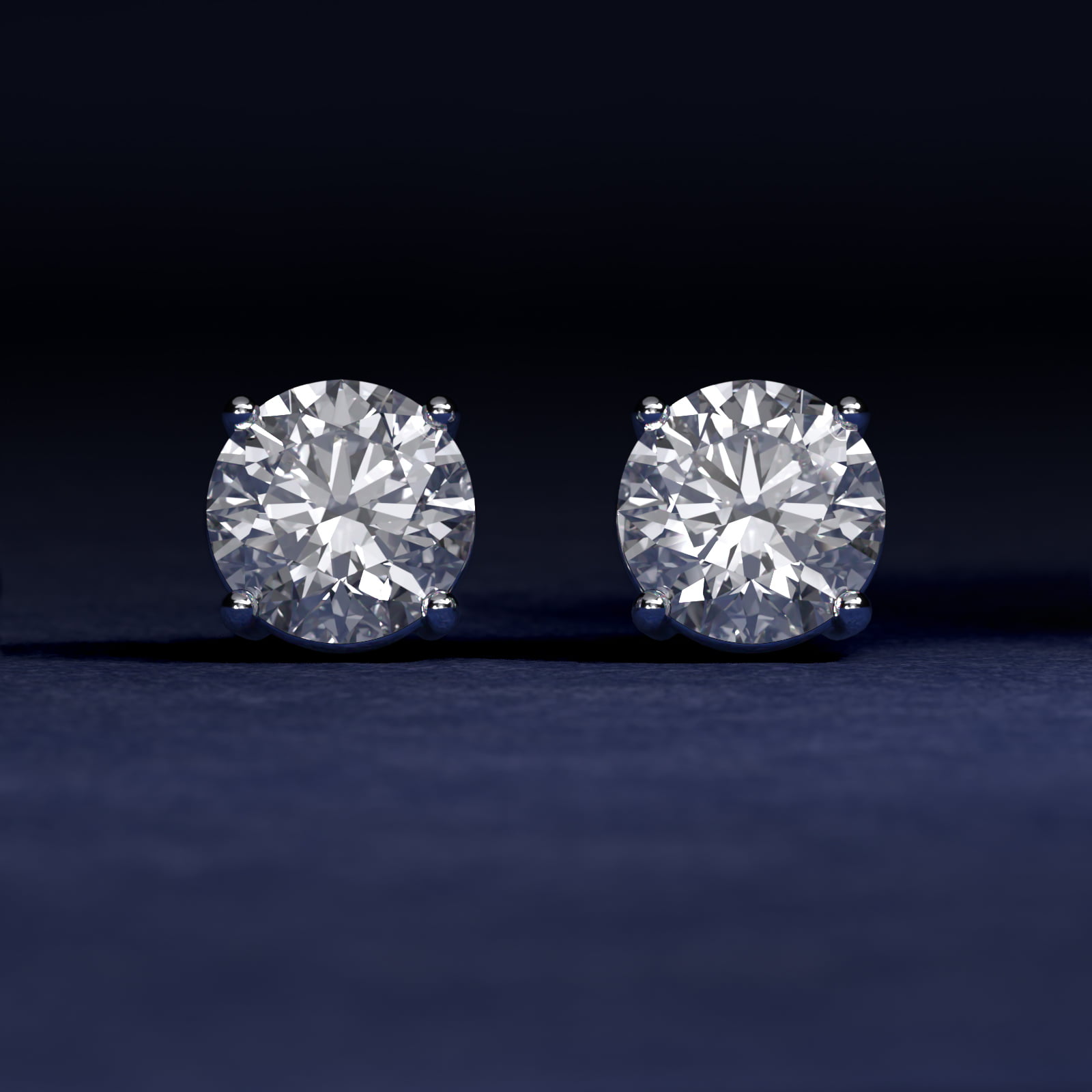 Four Prong Stud Earrings In Platinum (Setting) 3
