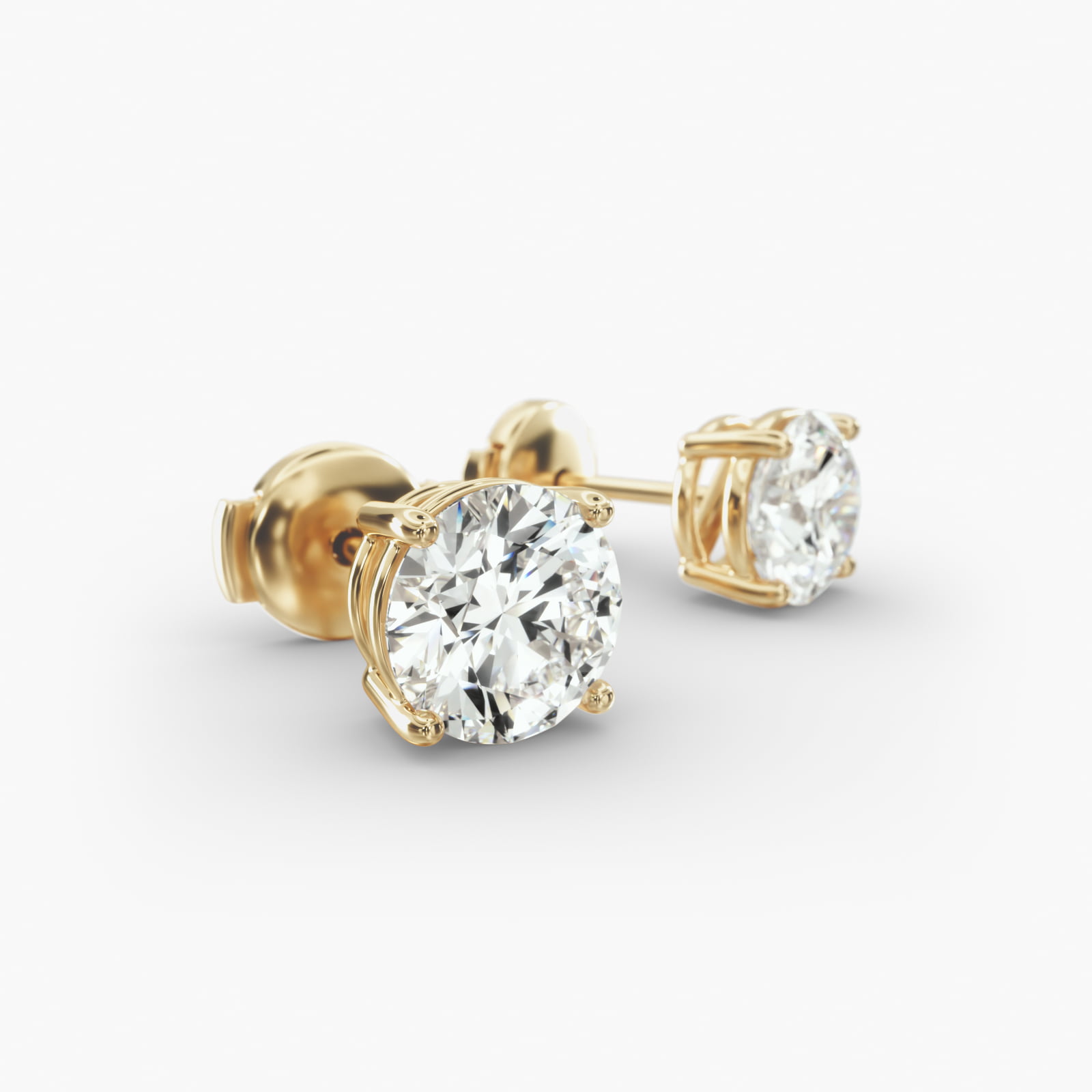 Four Prong Stud Earrings In 14K Yellow Gold (Setting)