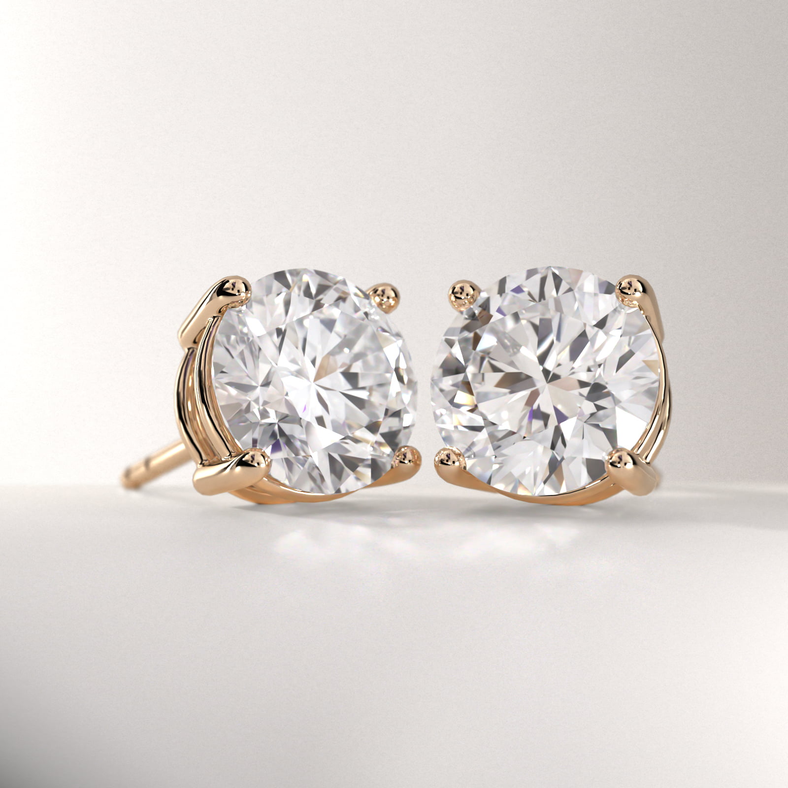 Four Prong Stud Earrings In 14K Yellow Gold (Setting) 2