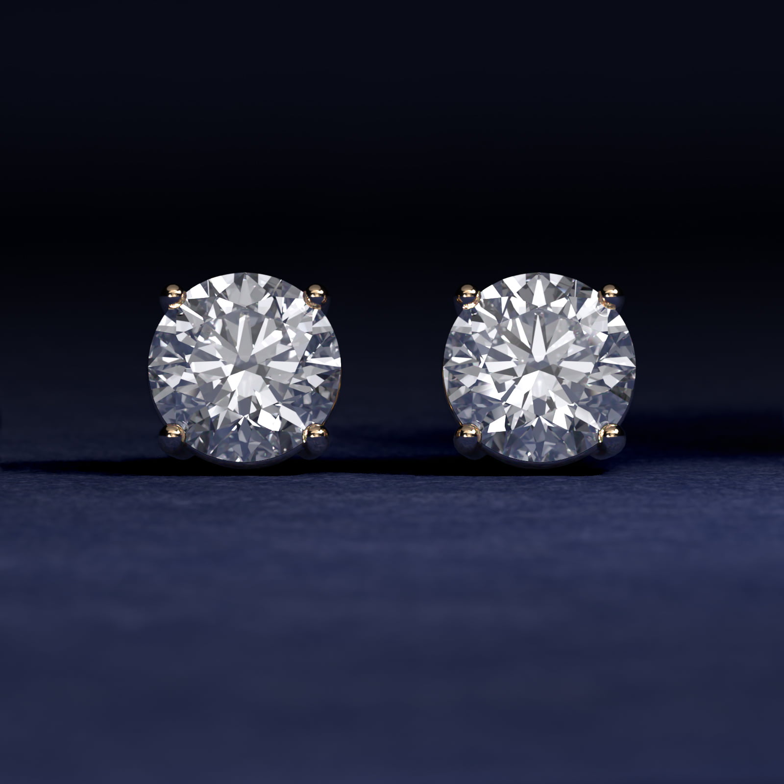 Four Prong Stud Earrings In 14K Yellow Gold (Setting) 3