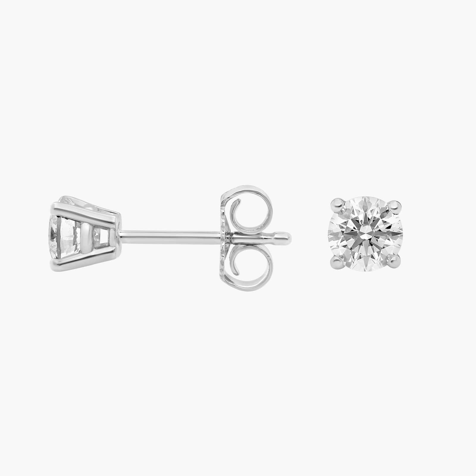 Four Prong Round Brilliant Lab Grown Diamond Stud Earrings in 14k White Gold (1/2 Ct. tw. - F-G / VS2-SI1) 2