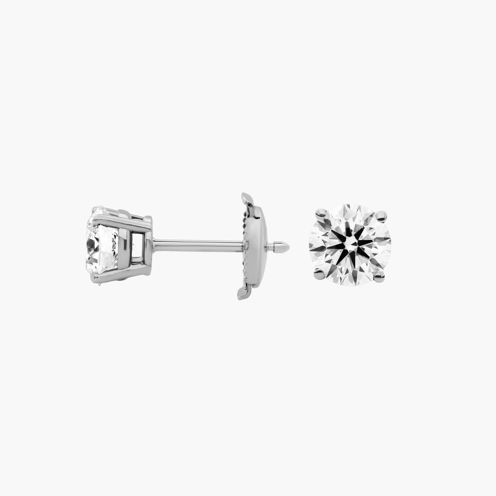 Four Prong Round Brilliant Lab Grown Diamond Stud Earrings in 14k White Gold (1 1/2 Ct. tw. - F-G / VS2-SI1) 2