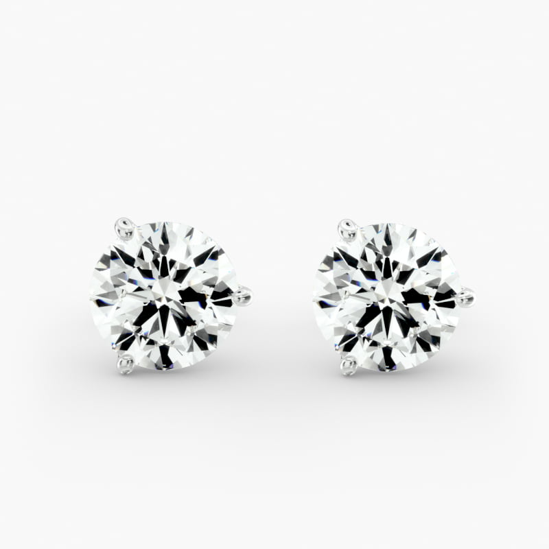 Three Prong Martini Round Brilliant Diamond Earrings In 14K White Gold (3/4 Ct. tw. - H-I / SI1-SI2) 2