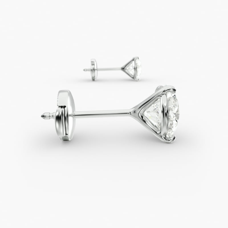 Three Prong Martini Round Brilliant Diamond Earrings In 14K White Gold (3/4 Ct. tw. - H-I / SI1-SI2) 4