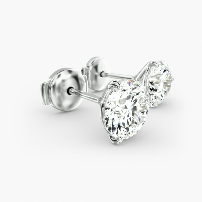 Three Prong Martini Round Brilliant Diamond Earrings In 14K White Gold (3/4 Ct. tw. - H-I / SI1-SI2) 5