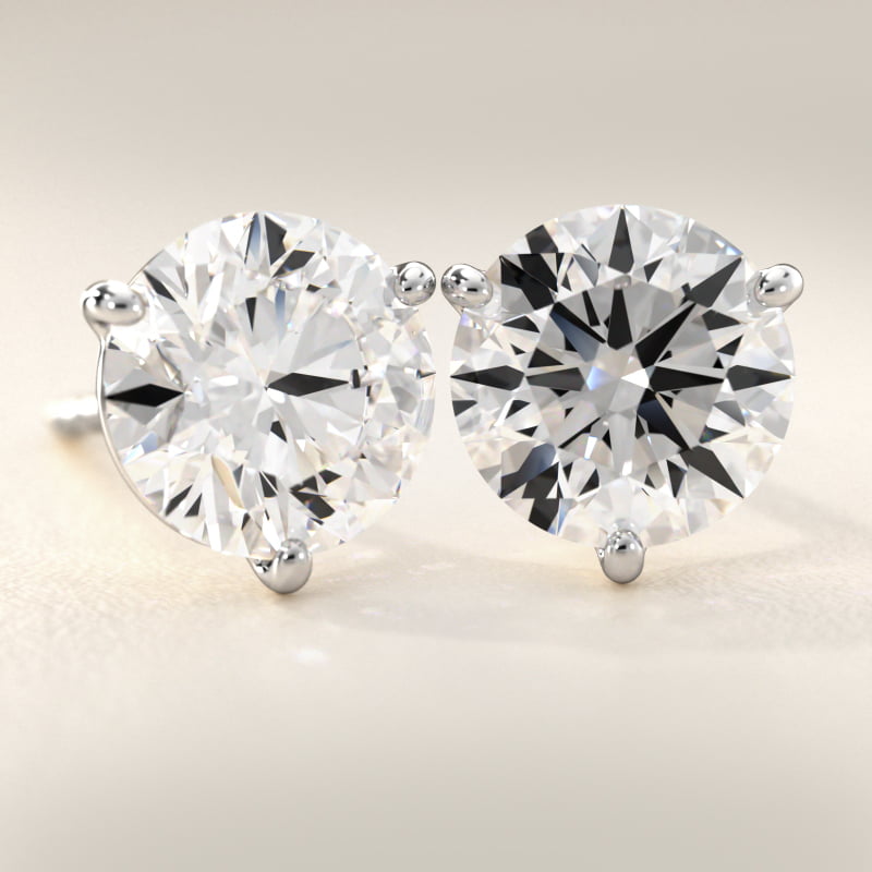Three Prong Martini Round Brilliant Diamond Earrings In 14K White Gold (3/4 Ct. tw. - H-I / SI1-SI2) 6
