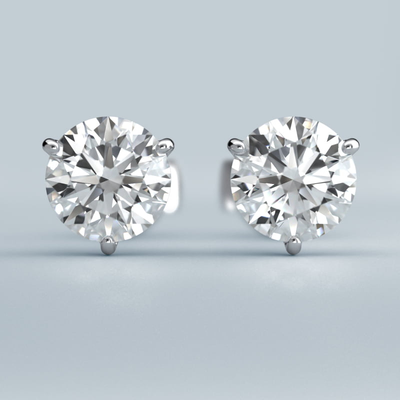 Three Prong Martini Round Brilliant Diamond Earrings In 14K White Gold (3/4 Ct. tw. - H-I / SI1-SI2) 7