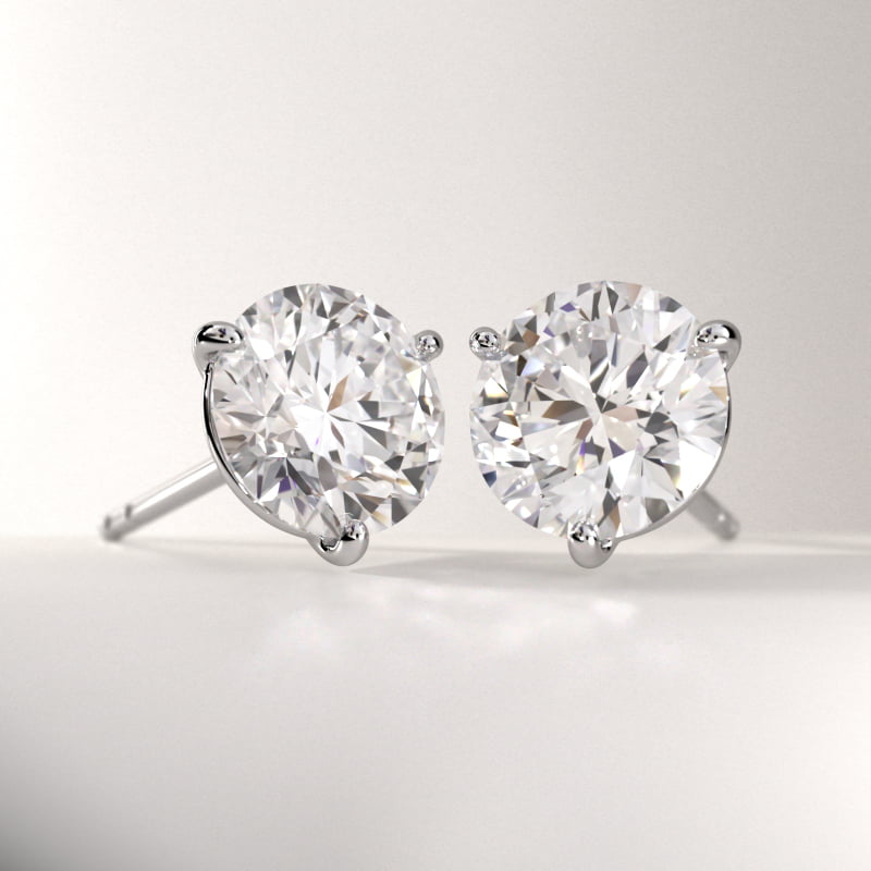 Three Prong Martini Round Brilliant Diamond Earrings In 14K Yellow Gold (1 Ct. tw. - H-I / SI1-SI2)
