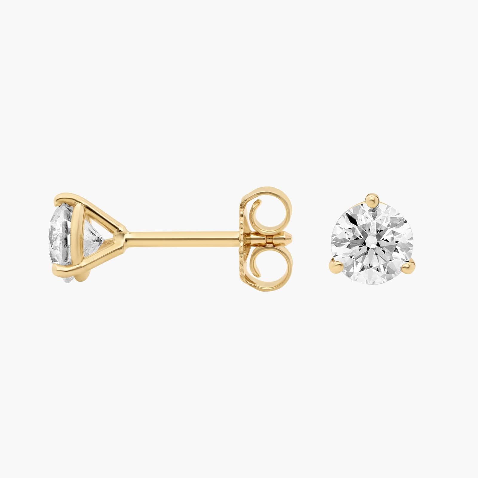 Three Prong Martini Round Brilliant Diamond Earrings In 14K Yellow Gold (3/4 Ct. tw. - H-I / SI1-SI2) 2