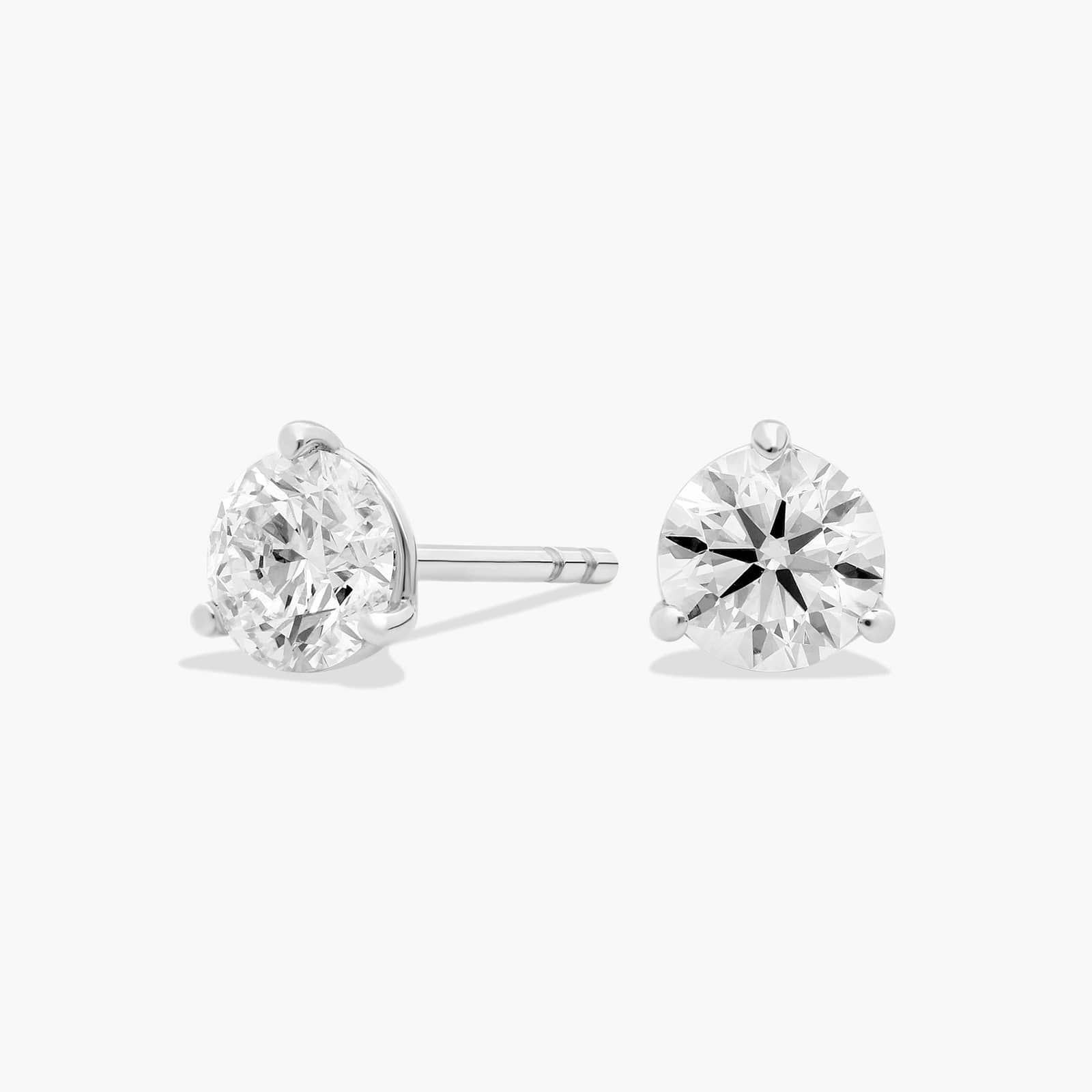 Three Prong Martini Round Brilliant Diamond Earrings In 14K White Gold (1 Ct. tw. - H-I / SI1-SI2)