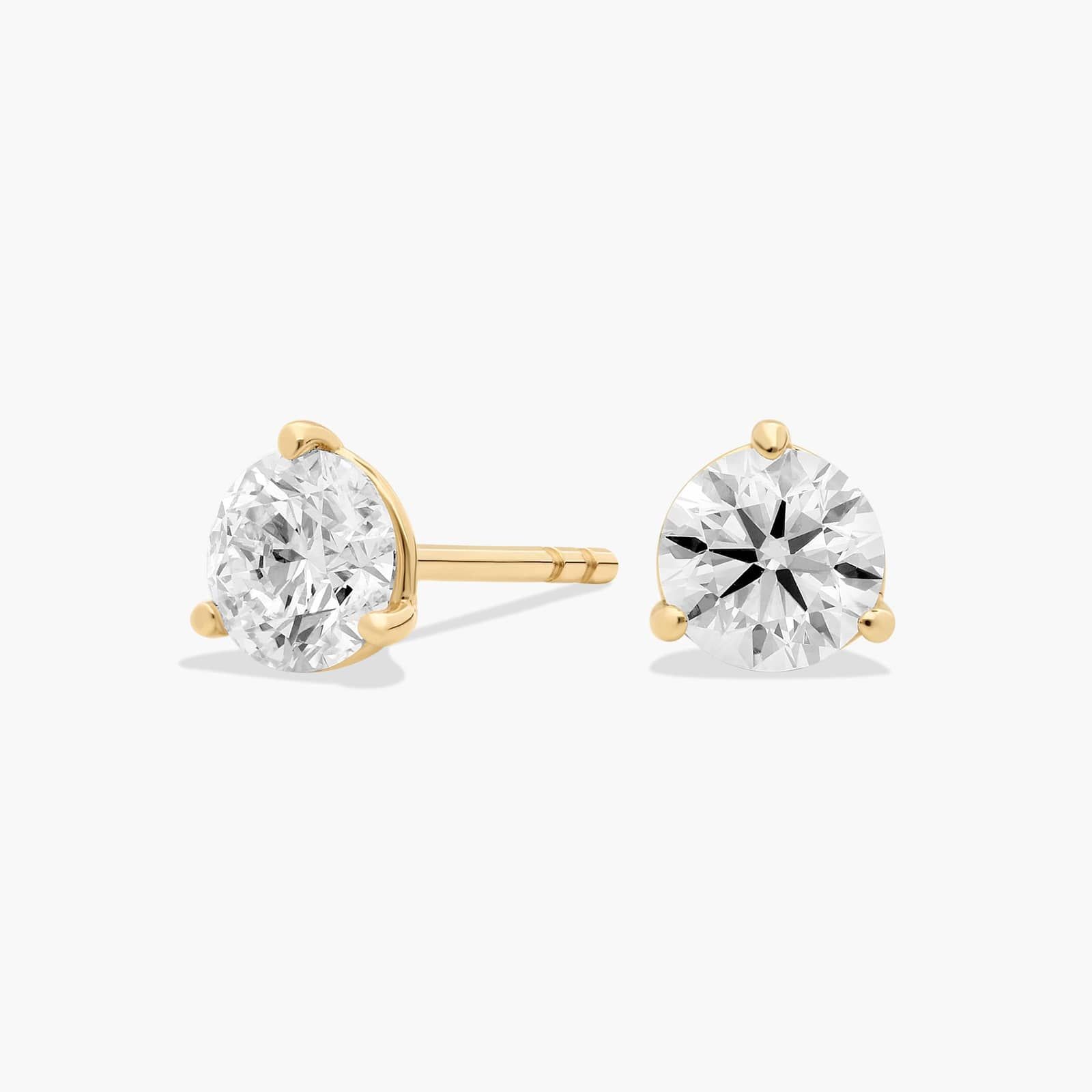 Three Prong Martini Round Brilliant Lab Grown Diamond Earrings In 14K Yellow Gold (1 Ct. tw. - F-G / VS2-SI1)