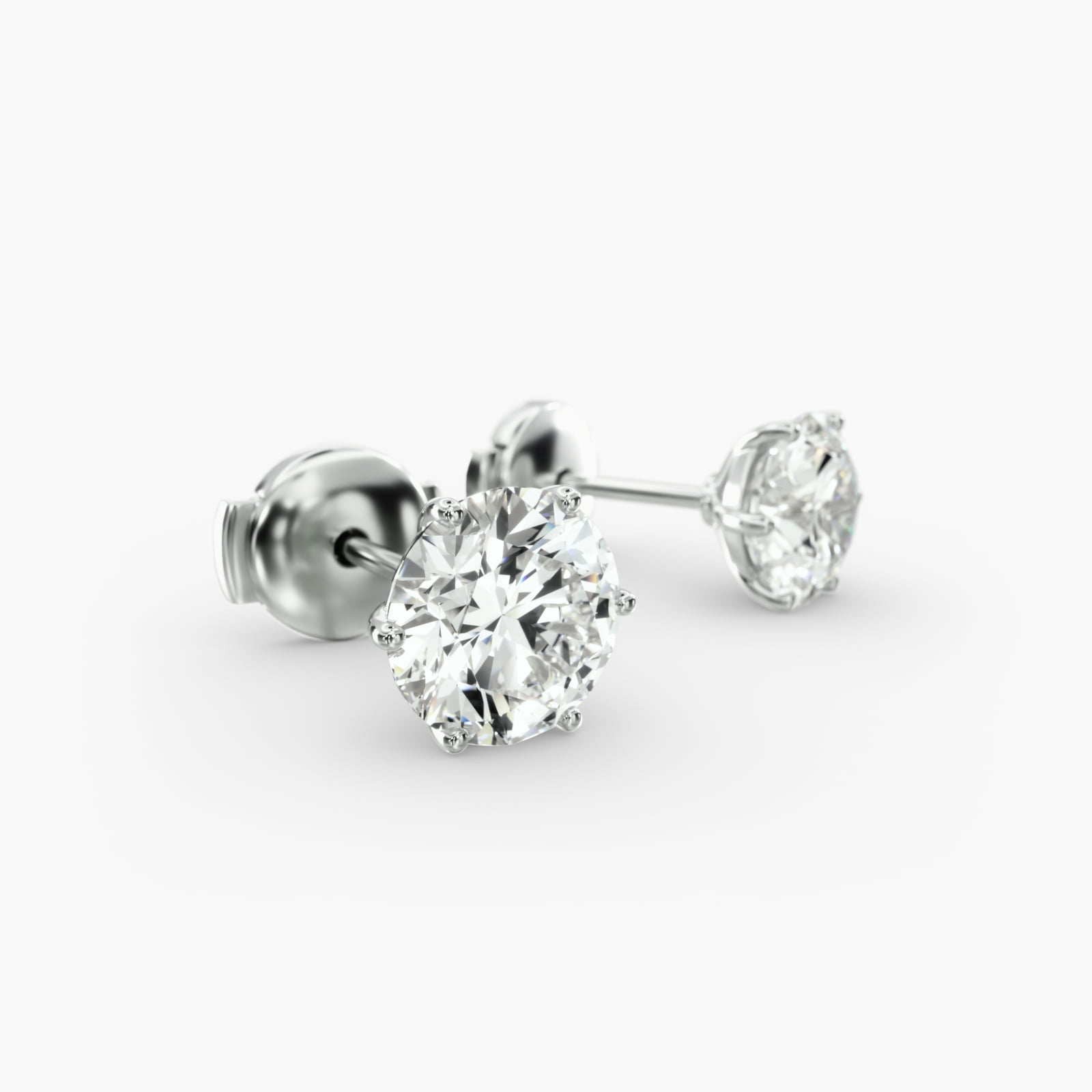 Six Prong Stud Earrings In Platinum (Setting)