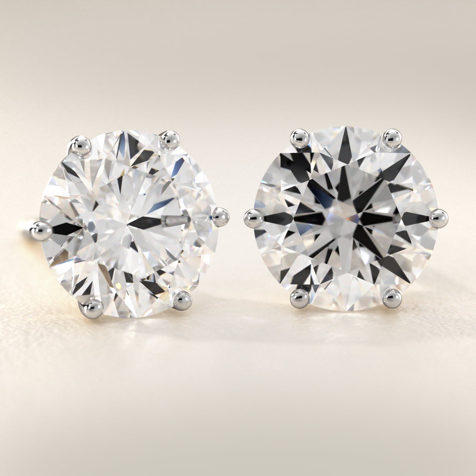 Six Prong Stud Earrings In Platinum (Setting) 3
