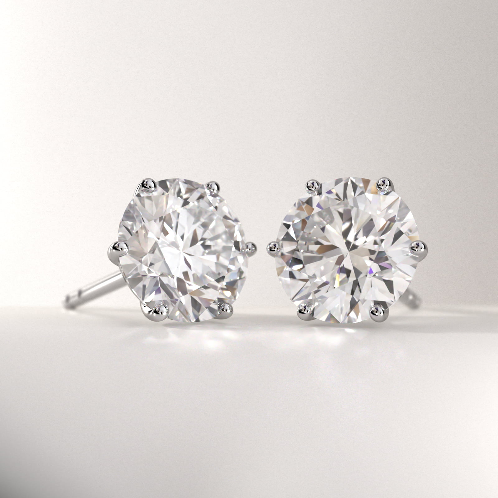 Six Prong Stud Earrings In Platinum (Setting) 2