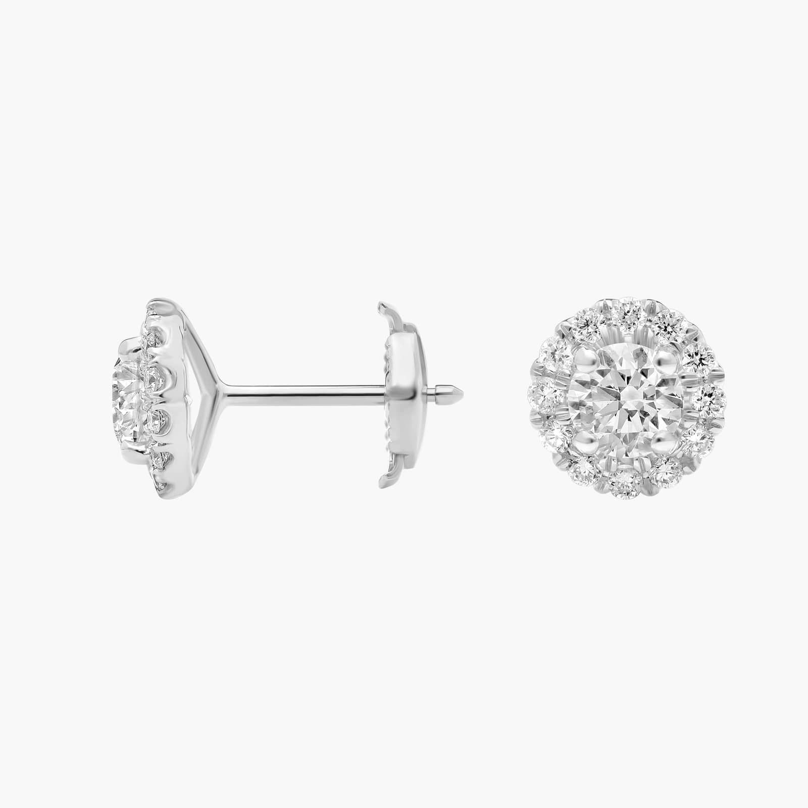Halo Lab Grown Diamond Earrings In 14K White Gold (1 1/4 Ct. tw. - F-G / VS2-SI1) 2