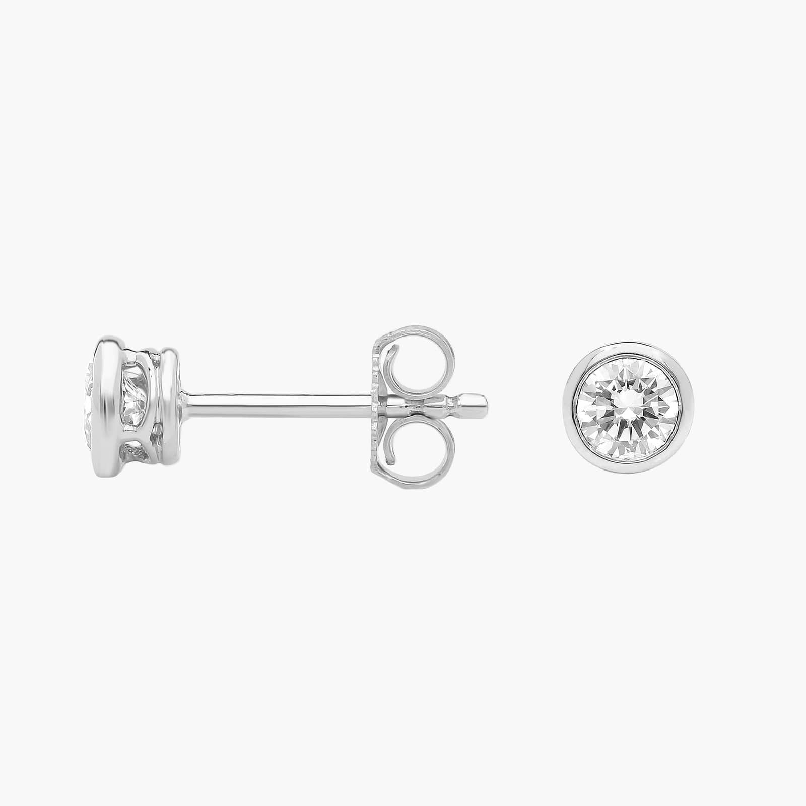 Bezel Set Diamond Stud Earrings In 14K White Gold (1/2 Ct. tw. - H-I / SI1-SI2) 2