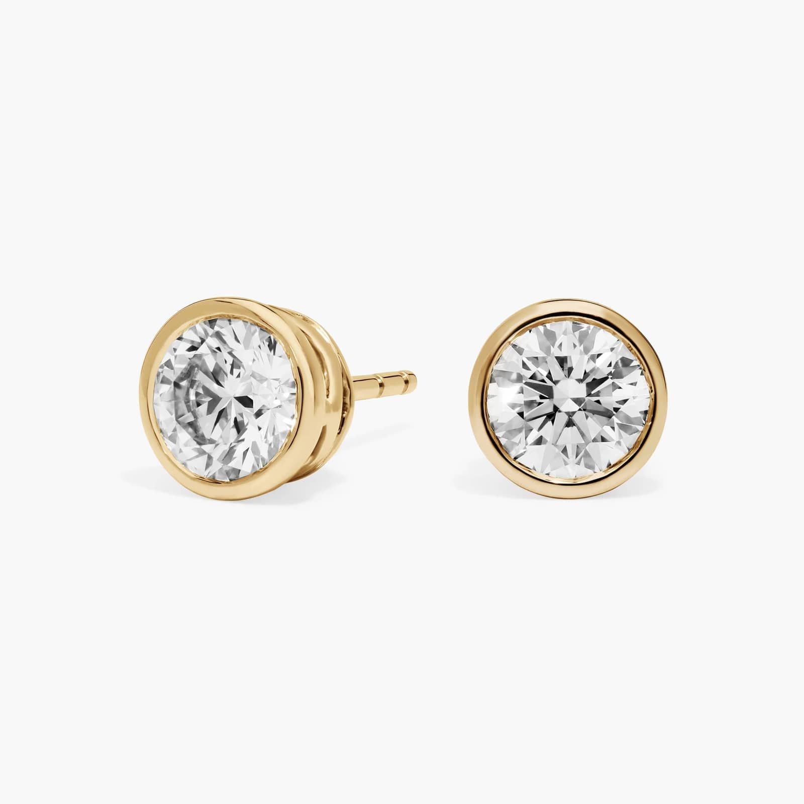 Bezel Set Lab-Grown Diamond Stud Earrings In 14K Yellow Gold (2 Ct. tw. - F-G / VS2-SI1)