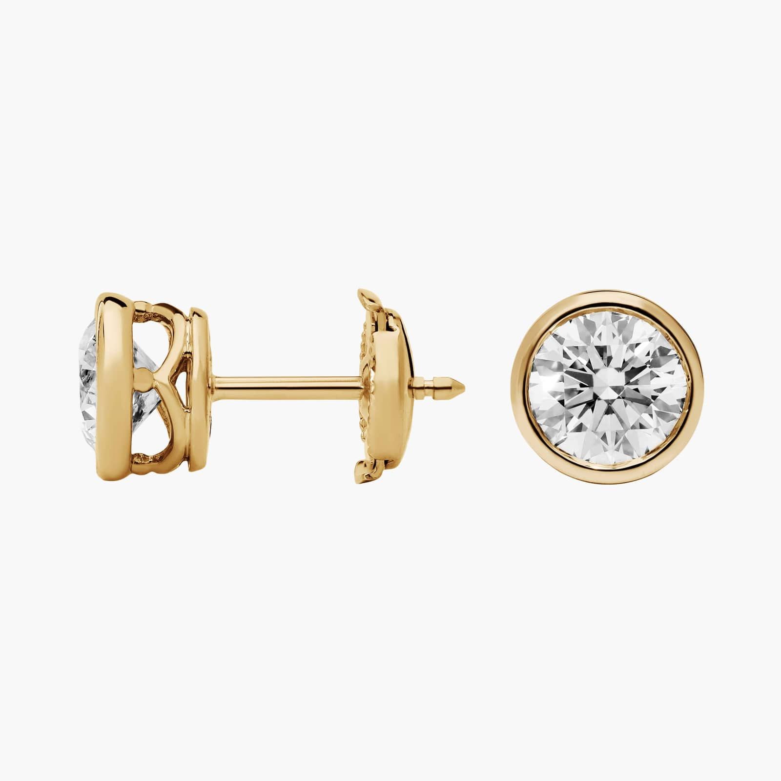 Bezel Set Lab-Grown Diamond Stud Earrings In 14K Yellow Gold (2 Ct. tw. - F-G / VS2-SI1) 2