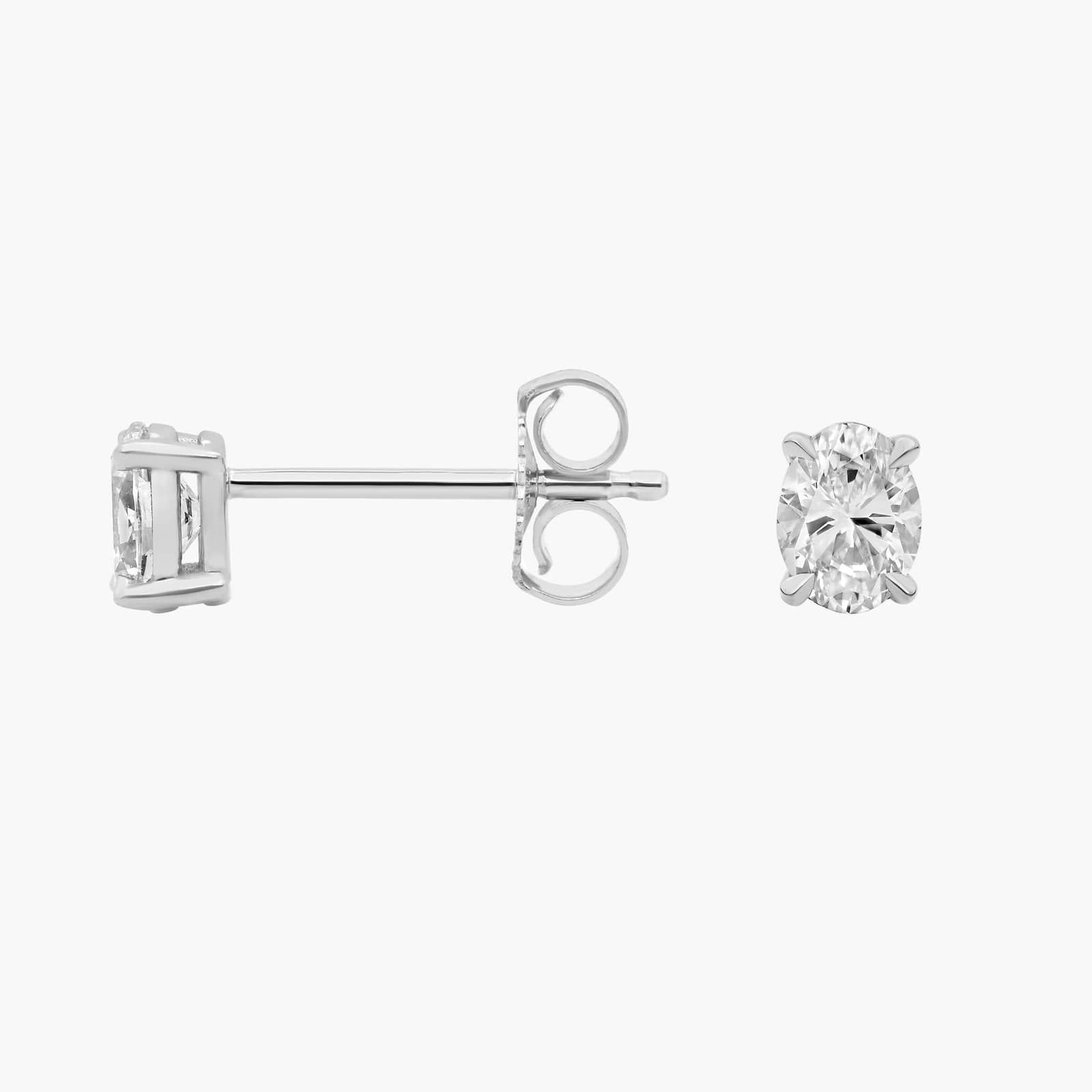 Oval Cut Lab-Grown Diamond Stud Earrings In 14K White Gold (1/2 Ct. tw. - F-G / VS2-SI1) 2