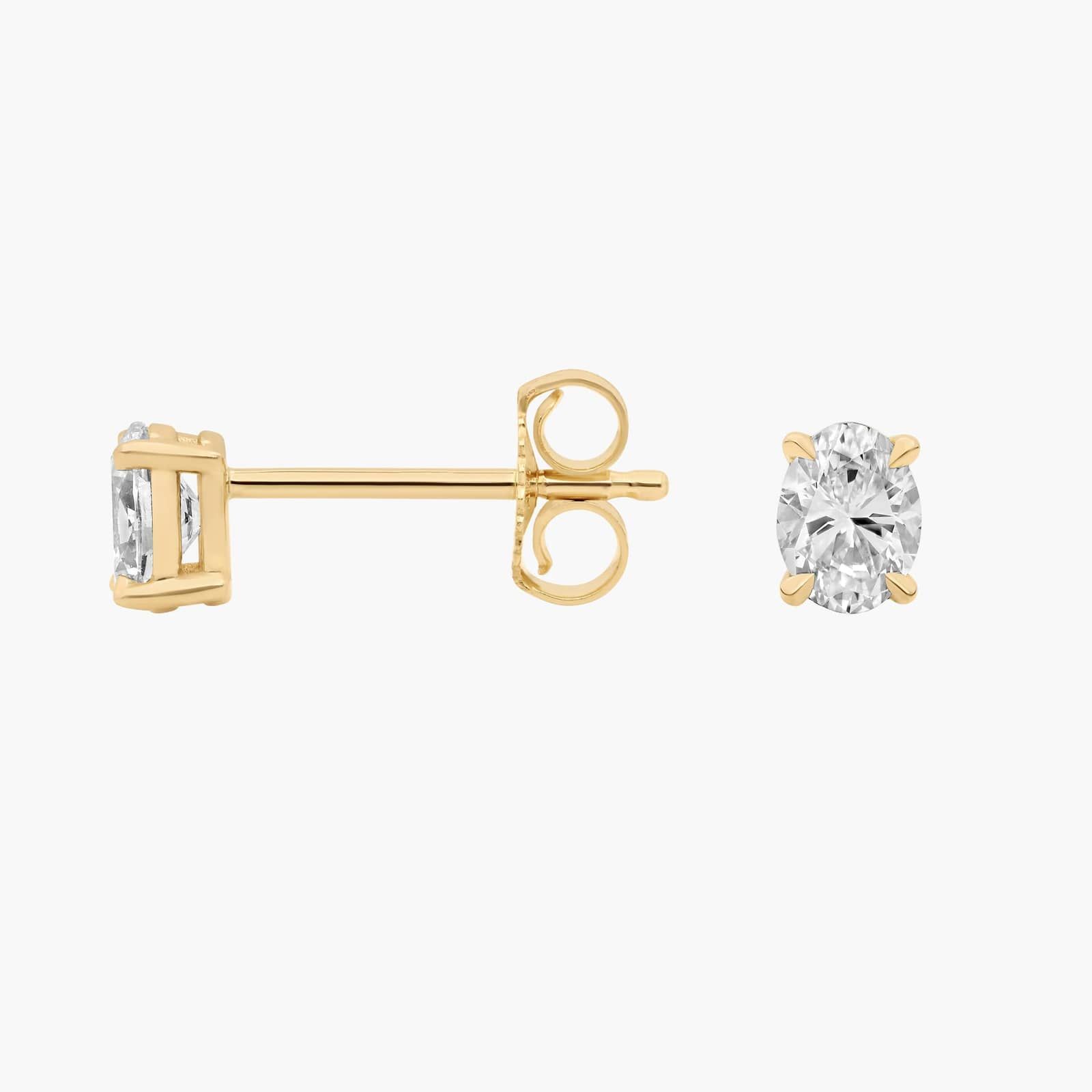 Oval Cut Diamond Stud Earrings In 14K Yellow Gold (1/2 Ct. tw. - H-I / SI1-SI2) 2