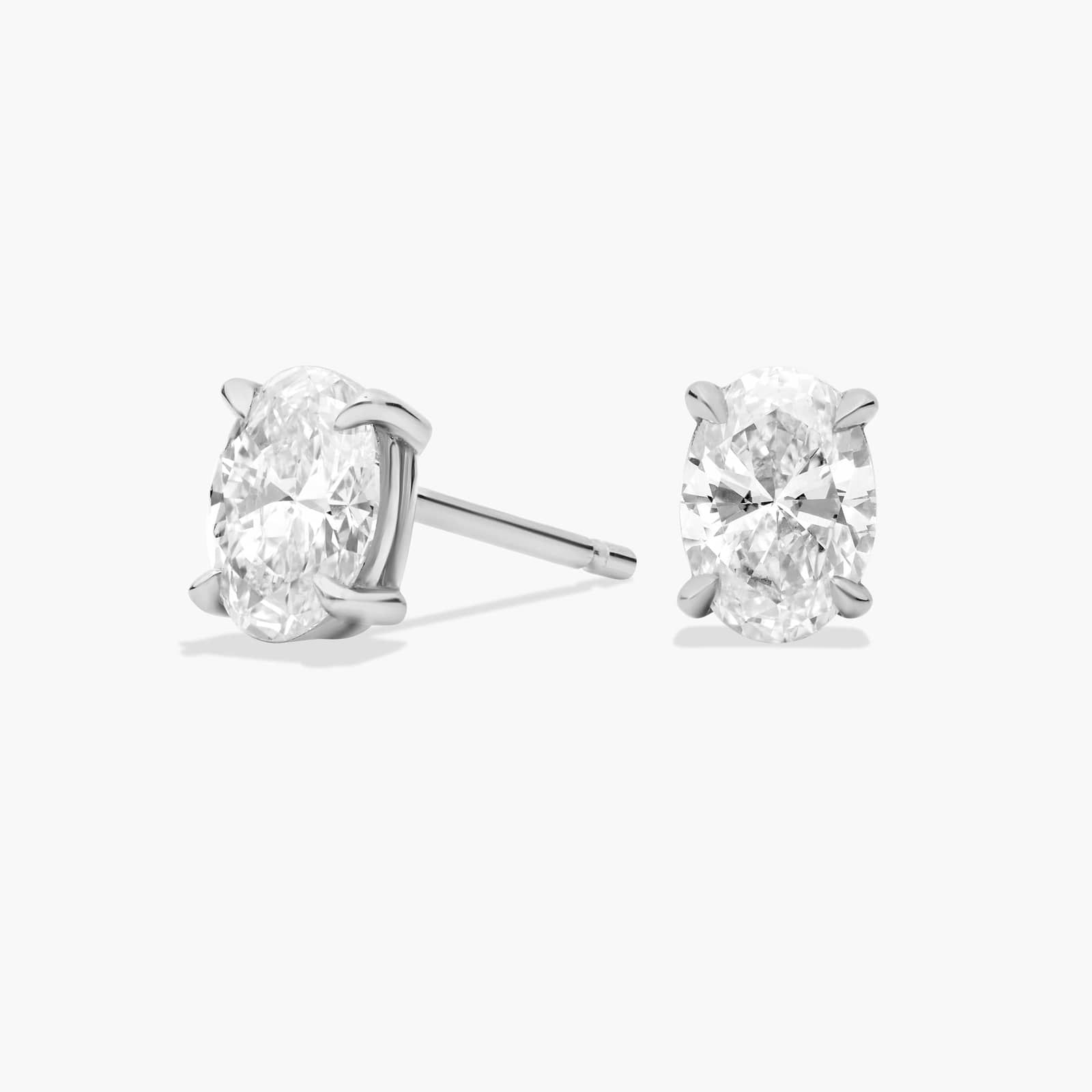 Oval Cut Lab-Grown Diamond Stud Earrings In 14K White Gold (3/4 Ct. tw. - F-G / VS2-SI1)