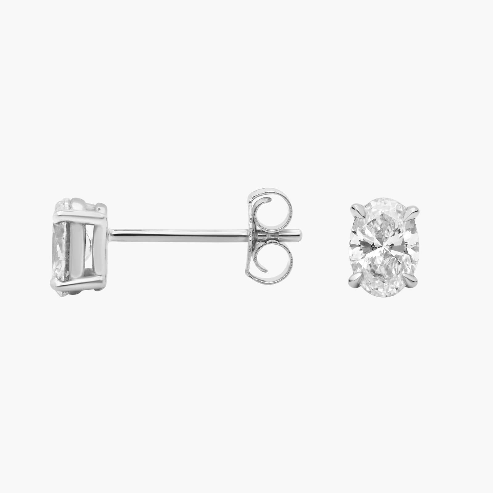 Oval Cut Lab-Grown Diamond Stud Earrings In 14K White Gold (3/4 Ct. tw. - F-G / VS2-SI1) 2
