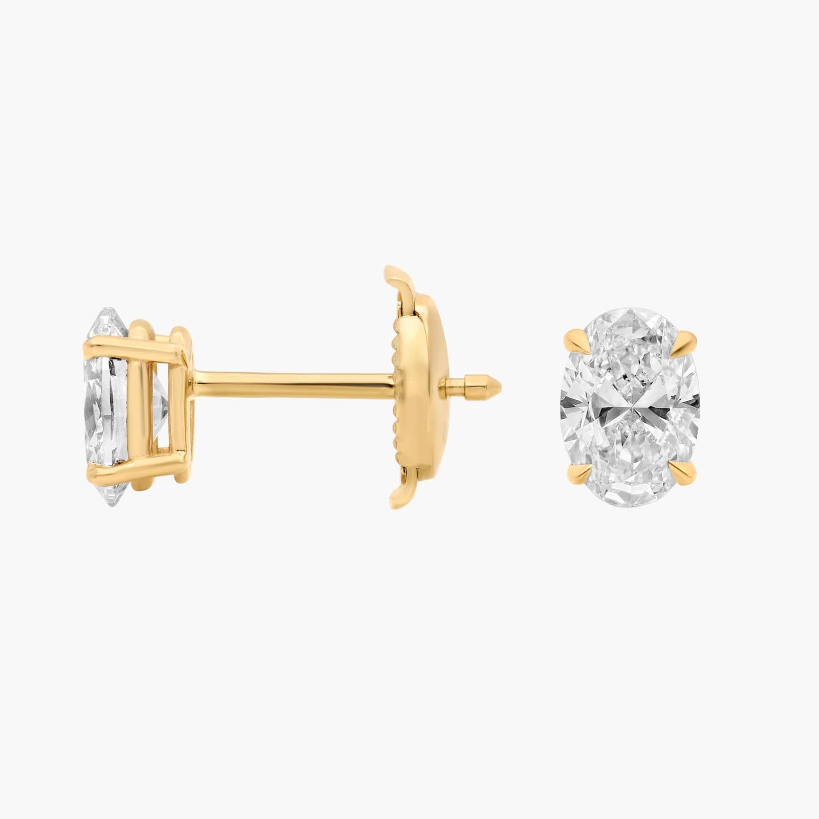 Oval Cut Lab-Grown Diamond Stud Earrings In 14K Yellow Gold (1 Ct. tw. - F-G / VS2-SI1) 2