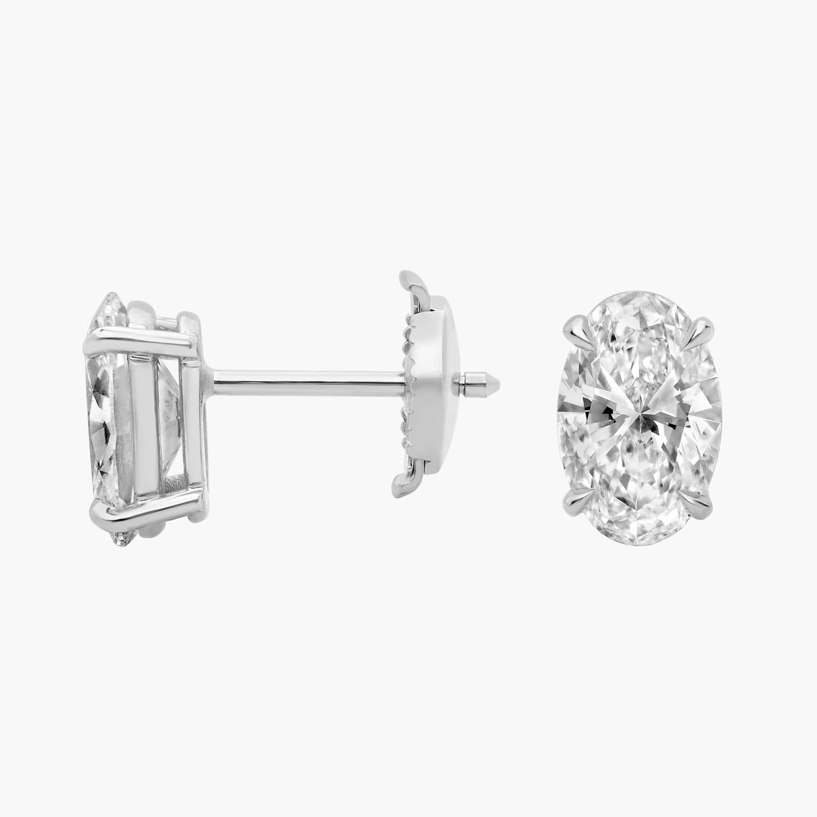 Oval Cut Diamond Stud Earrings In Platinum (2 Ct. tw. - H-I / SI1-SI2) 2