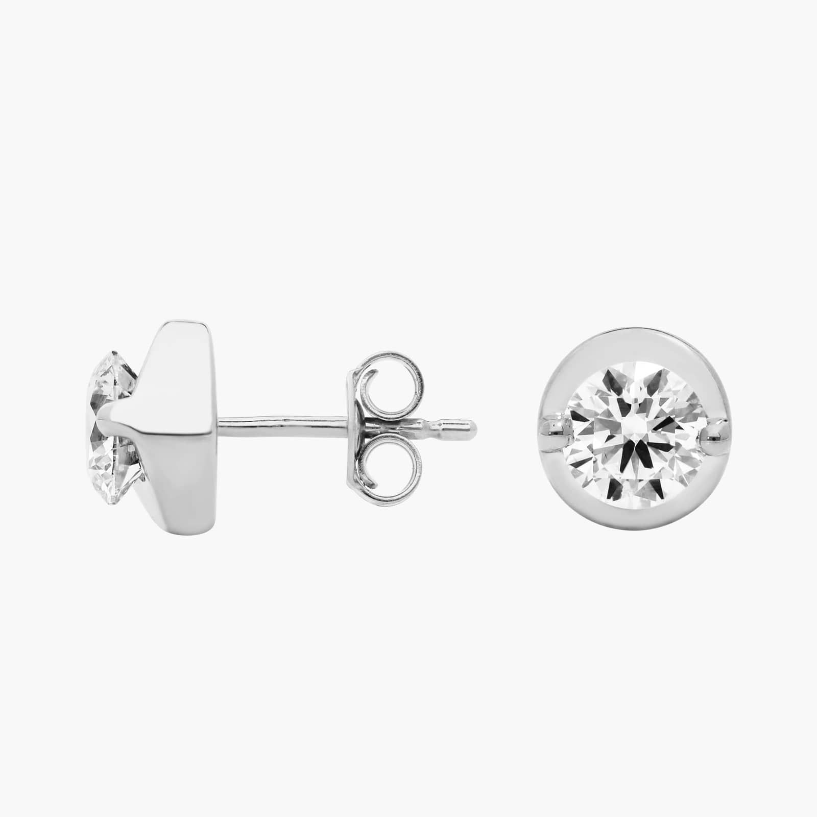 Illusion Stud Earrings With Lab-Grown Diamonds In 14K White Gold 2