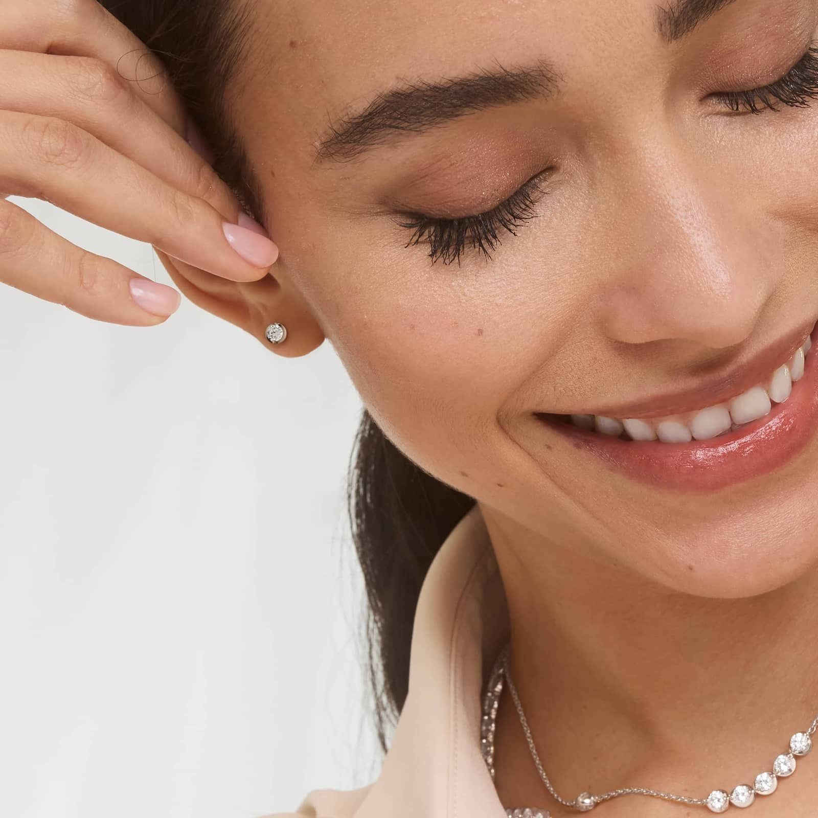 Illusion Stud Earrings With Lab-Grown Diamonds In 14K White Gold 3