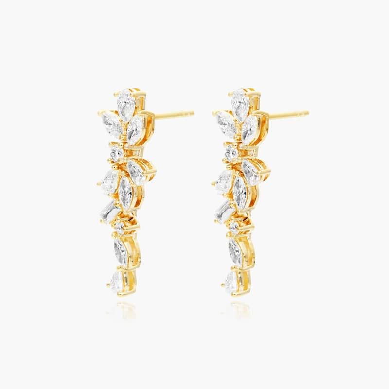 Whimsical Floral Cluster Diamond Drop Earrings In 14K Yellow Gold By James Allen 2