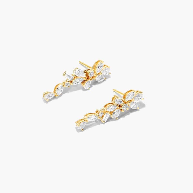 Whimsical Floral Cluster Diamond Drop Earrings In 14K Yellow Gold By James Allen 3