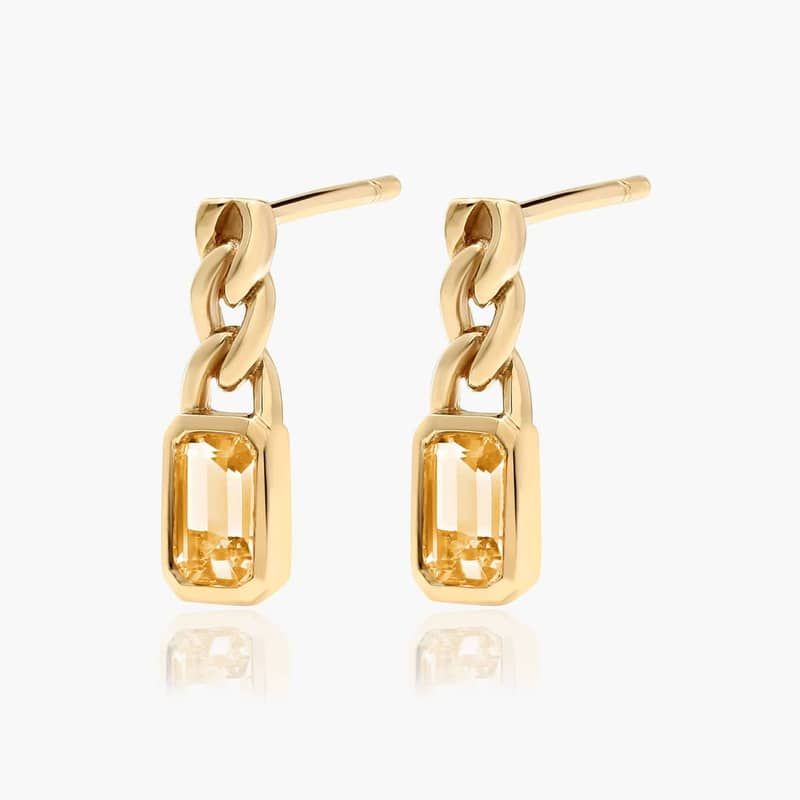 Radiant Reflections Citrine Curb Chain Stud Earrings In 14K Yellow Gold By James Allen 2