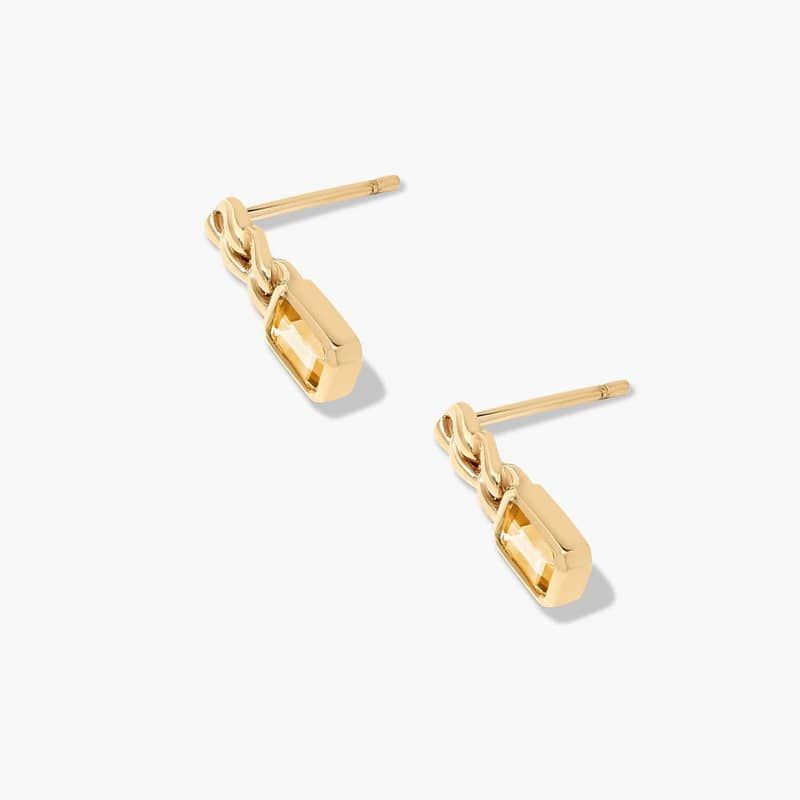 Radiant Reflections Citrine Curb Chain Stud Earrings In 14K Yellow Gold By James Allen 3