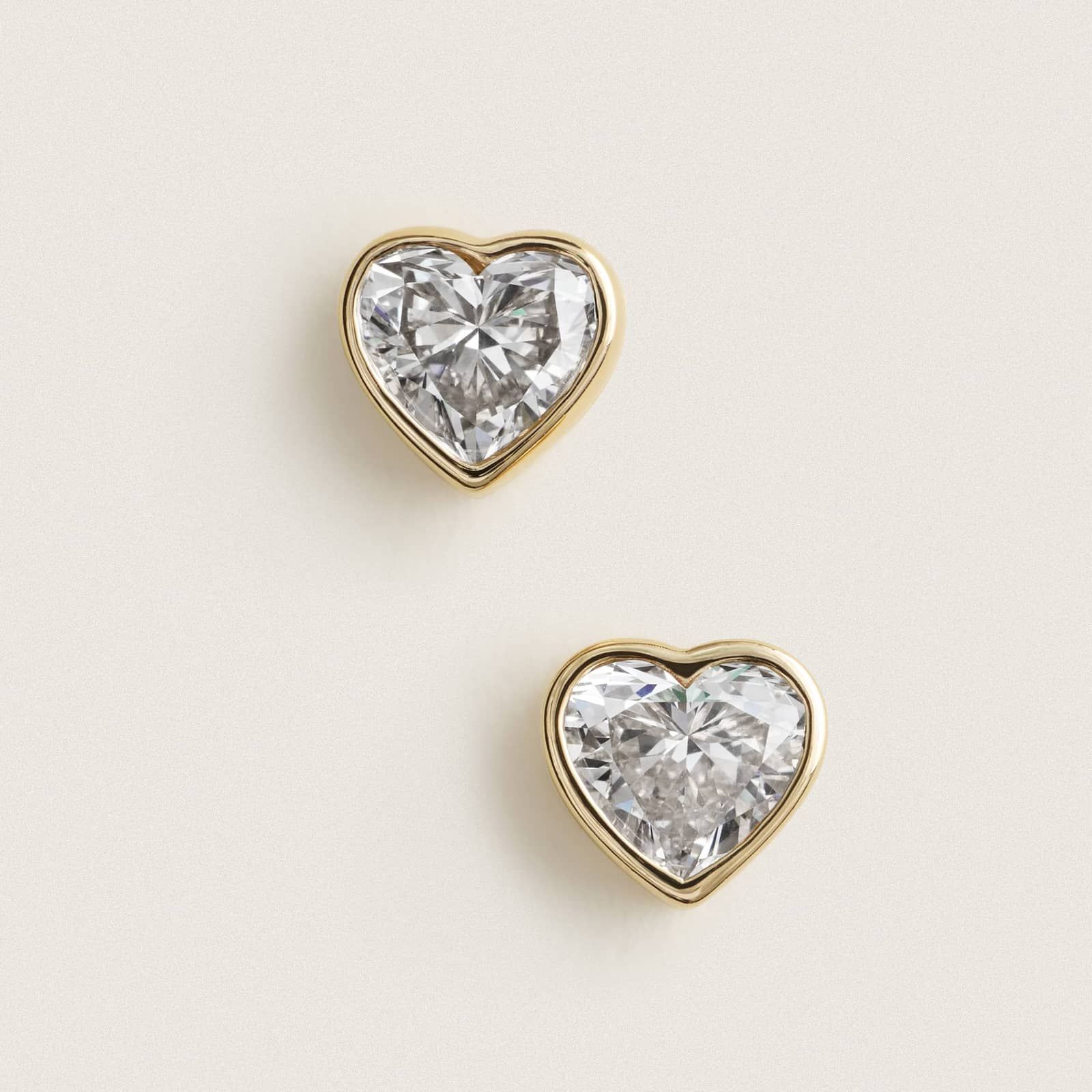 Heart Lab-Grown Diamond Stud Bezel Earrings in 14K Yellow Gold 2
