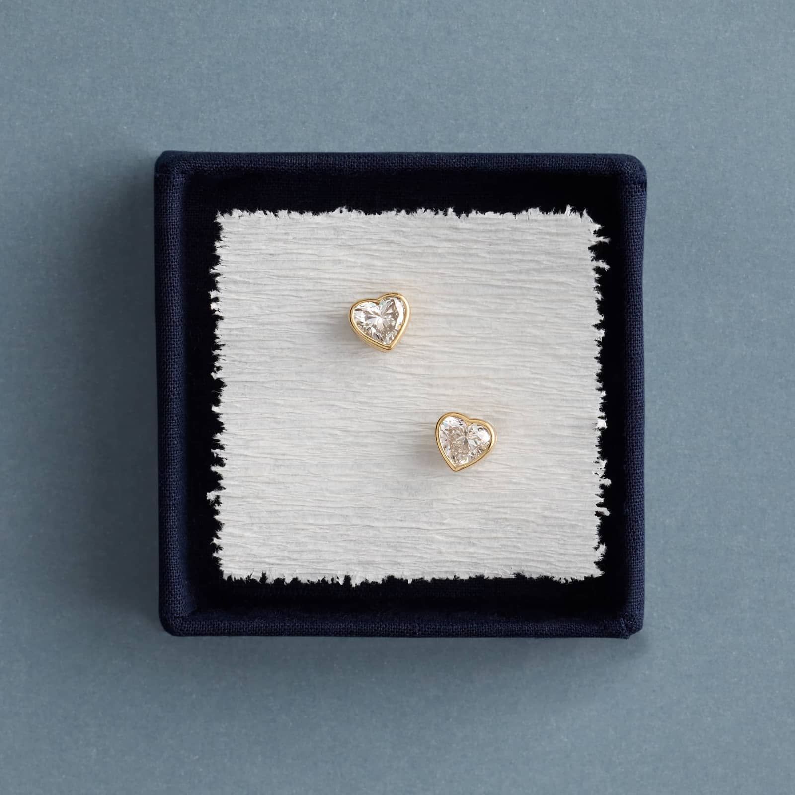 Heart Lab-Grown Diamond Stud Bezel Earrings in 14K Yellow Gold 4