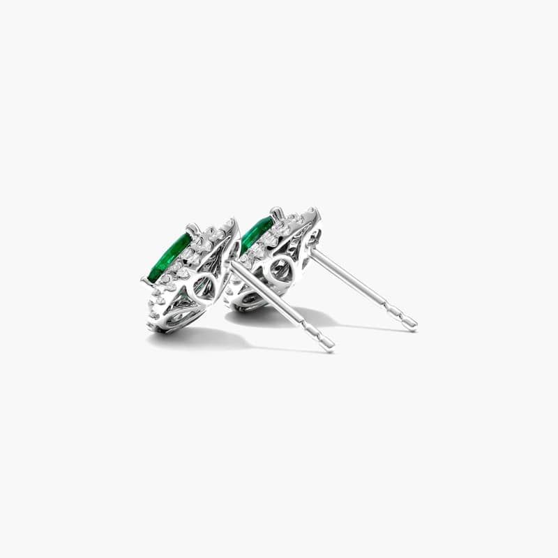 Pear Shape Emerald And Diamond Double Halo Earrings In 18K White Gold By James Allen 3