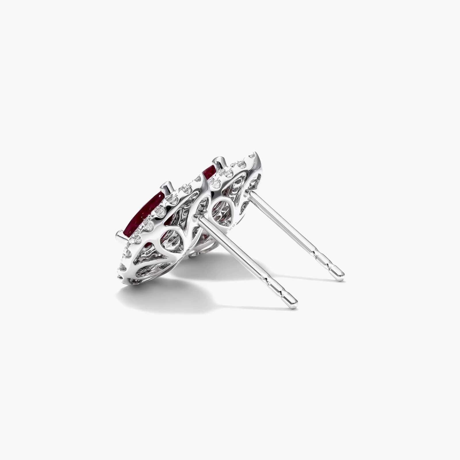 Pear Shape Ruby And Diamond Double Halo Earrings In 18K White Gold By James Allen 3