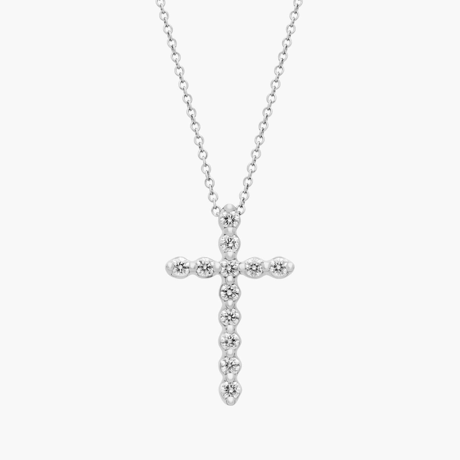 Floating Diamond Cross Pendant in 14k White Gold (1/2 ct. tw.)