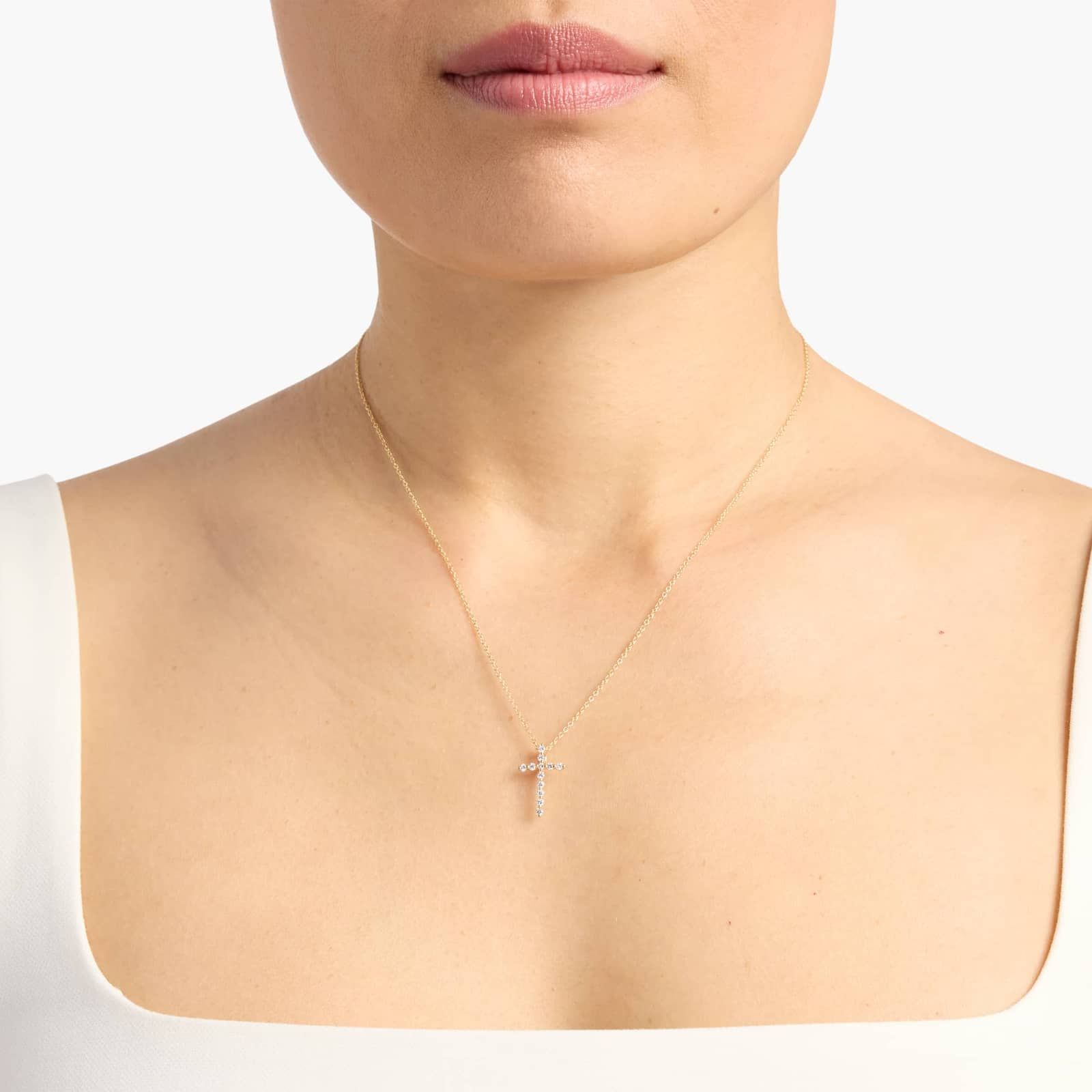 Floating Diamond Cross Pendant in 14k Yellow Gold (1/2 ct. tw.) 4
