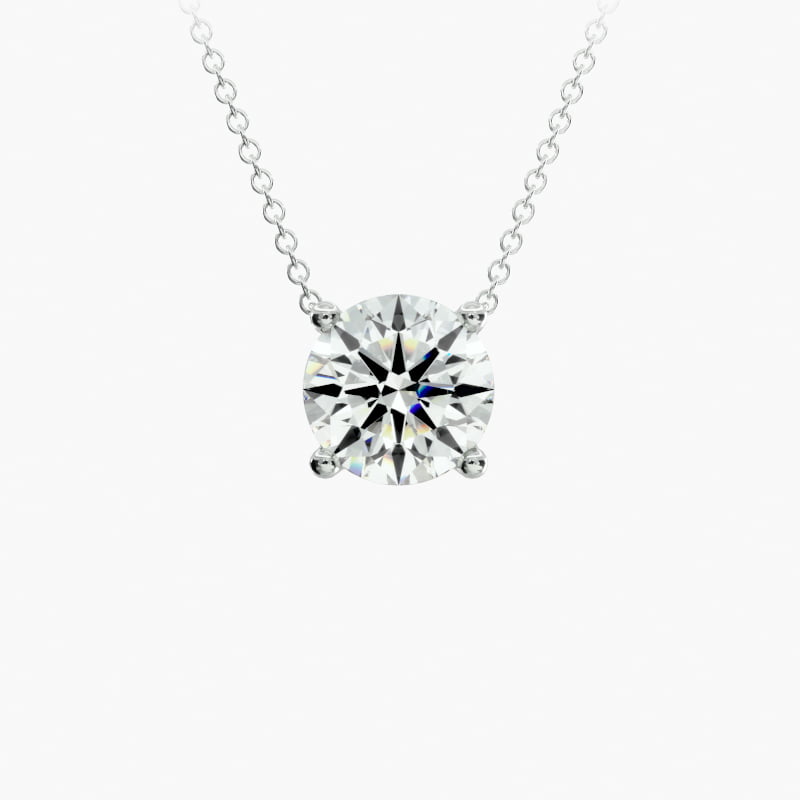 Four Prong Basket Solitaire Lab Grown Diamond Pendant In 14K White Gold (1 Ct. tw. - F-G / VS2-SI1) 2